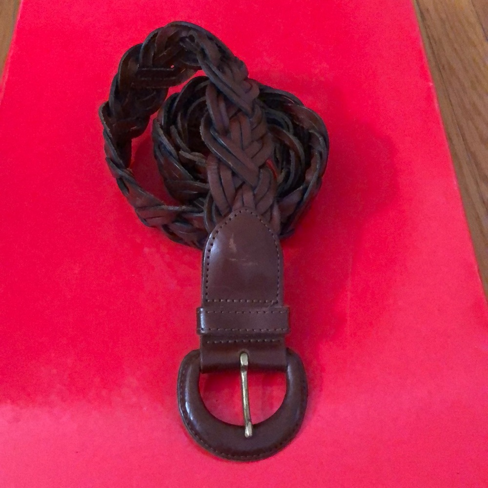 Coach Light Brown Braided Leather Belt